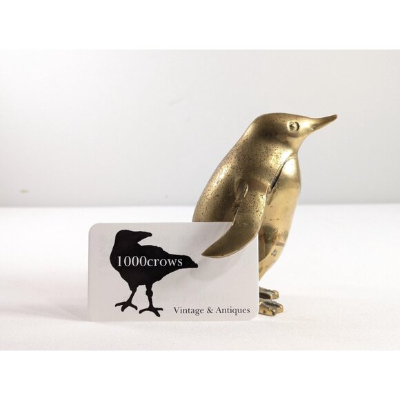 Vintage 4.25" brass Penguin figurine, baby penguin ornament, vintage mcm home - Picture 2 of 8